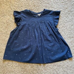 A.n.a Babydoll Flutter Sleeve Top Women’s XL Blue Cutesy Party Summer Cottage